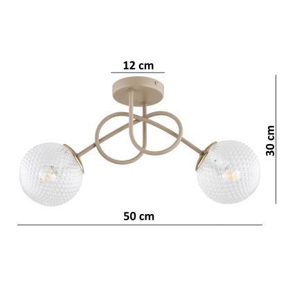 Brilagi - Lampadario a plafone STELLA 2xE27/60W/230V beige/oro