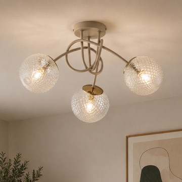 Brilagi - Lampadario a plafone STELLA 3xE27/60W/230V beige/oro