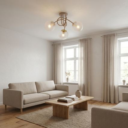 Brilagi - Lampadario a plafone STELLA 3xE27/60W/230V beige/oro