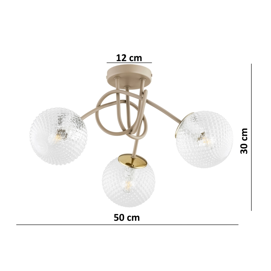 Brilagi - Lampadario a plafone STELLA 3xE27/60W/230V beige/oro