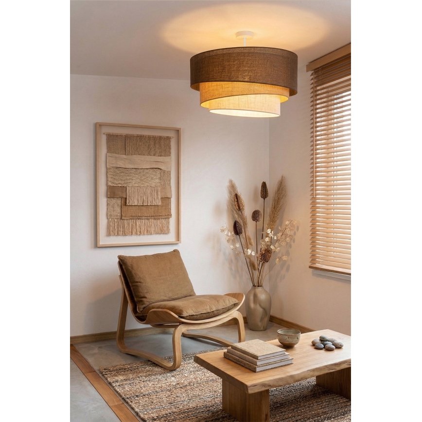 Brilagi - Lampadario a plafone TRIO 3xE27/60W/230V Ø 60 cm marrone/beige/bianco