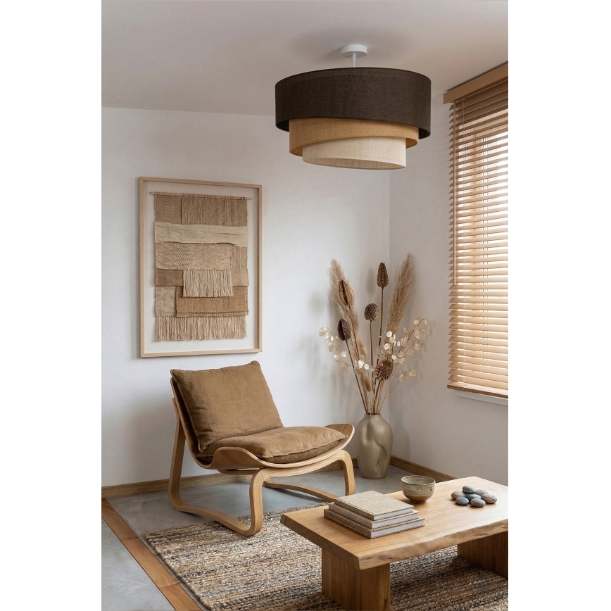 Brilagi - Lampadario a plafone TRIO 3xE27/60W/230V Ø 60 cm marrone/beige/bianco