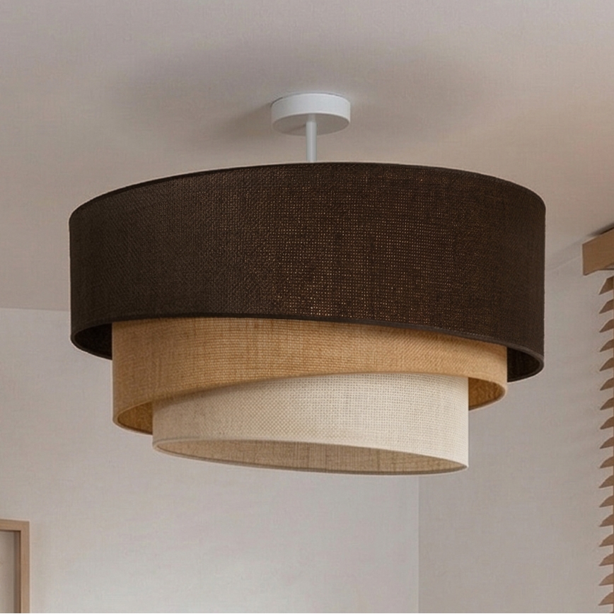 Brilagi - Lampadario a plafone TRIO 3xE27/60W/230V Ø 60 cm marrone/beige/bianco