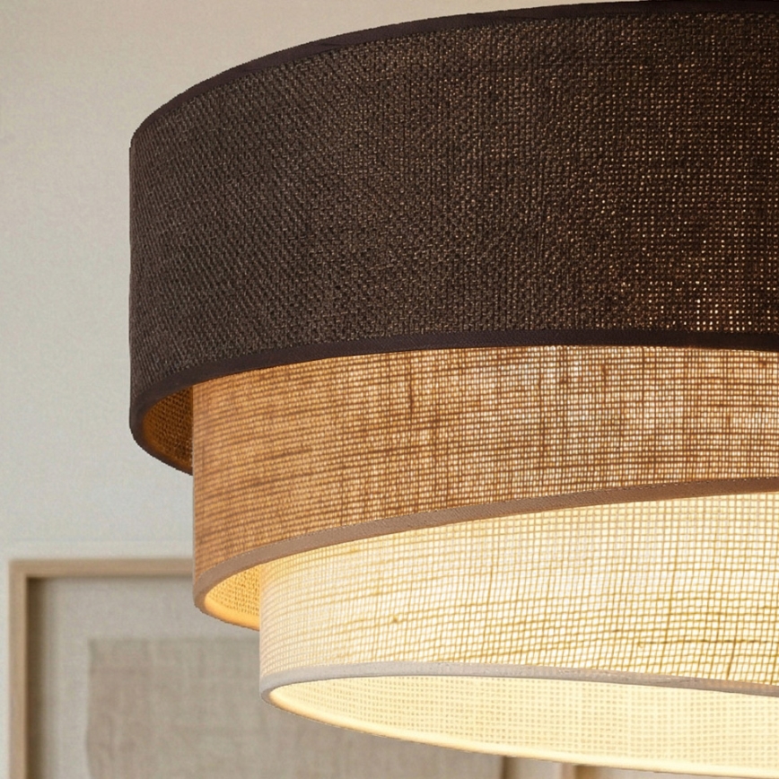 Brilagi - Lampadario a plafone TRIO 3xE27/60W/230V Ø 60 cm marrone/beige/bianco