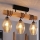Brilagi - Lampadario a plafone WOOD GLASS 3xE27/60W/230V pino/nero/beige fumé