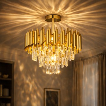 Brilagi - Lampadario a soffitto ECLIPSE 5xE14/10W/230V Ø 38 cm dorato