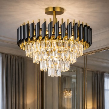 Brilagi - Lampadario a soffitto ECLIPSE 7xE14/10W/230V Ø 48 cm nero/oro