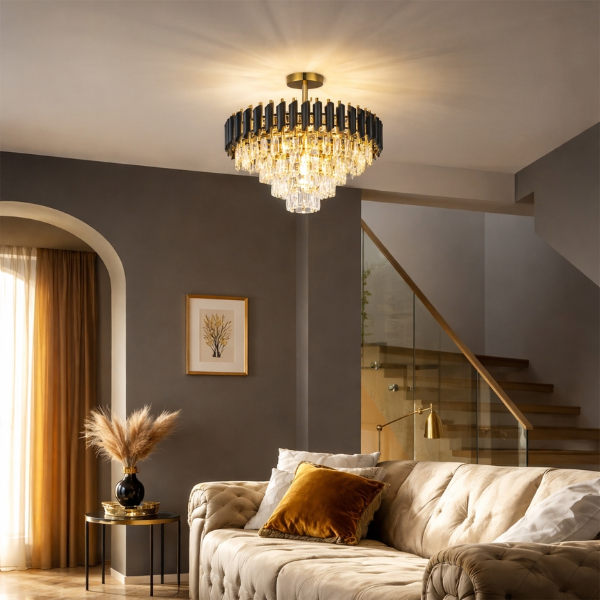 Brilagi - Lampadario a soffitto ECLIPSE 7xE14/10W/230V Ø 48 cm nero/oro