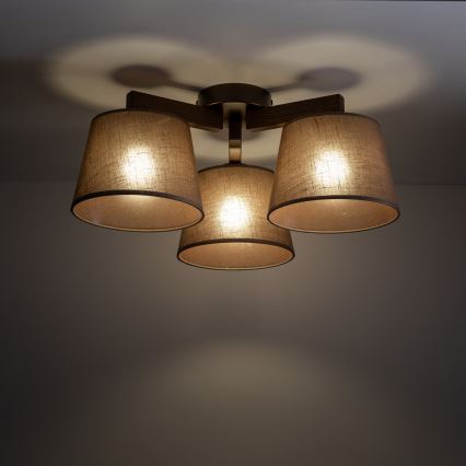 Brilagi - Lampadario a soffitto LATTE 3xE27/60W/230V pino/marrone