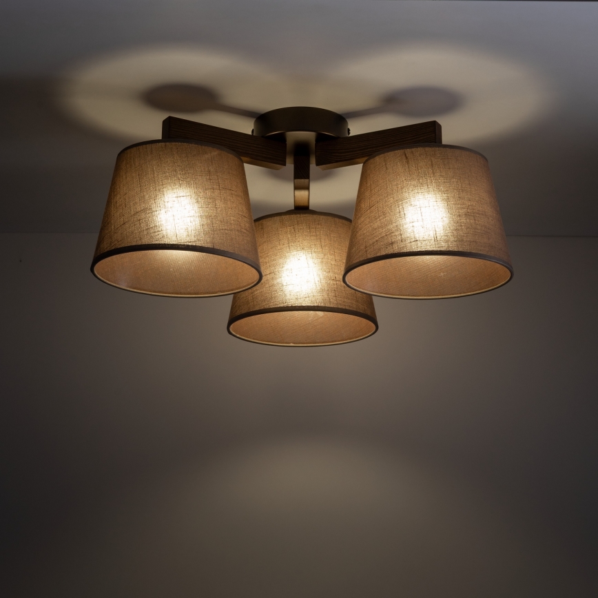 Brilagi - Lampadario a soffitto LATTE 3xE27/60W/230V pino/marrone
