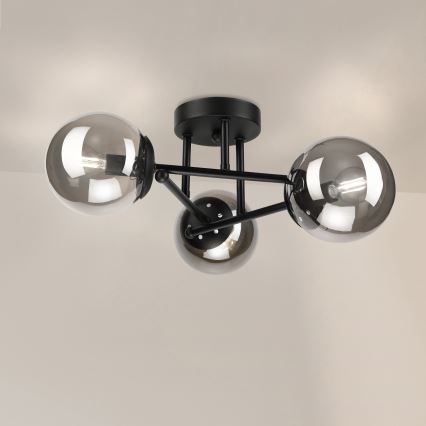 Brilagi - Lampadario a soffitto MALIVA 3xE14/15W/230V nero/fumé