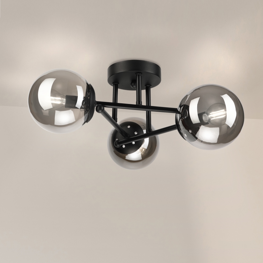 Brilagi - Lampadario a soffitto MALIVA 3xE14/15W/230V nero/fumé