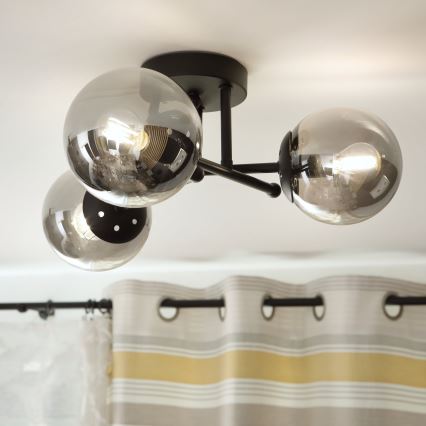 Brilagi - Lampadario a soffitto MALIVA 3xE14/15W/230V nero/fumé