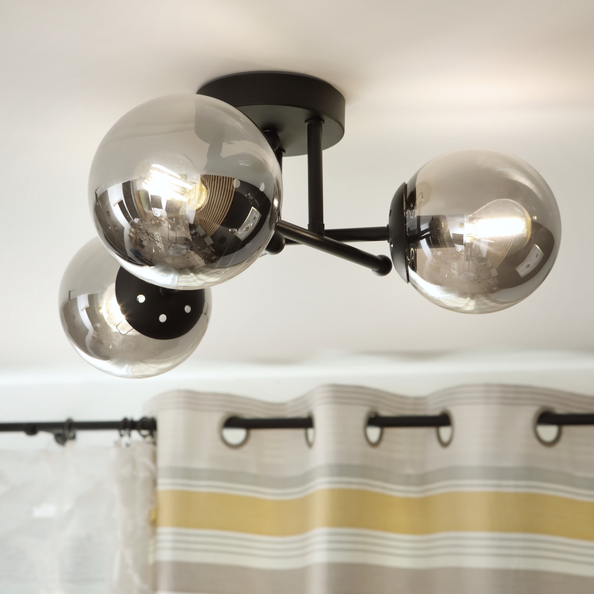 Brilagi - Lampadario a soffitto MALIVA 3xE14/15W/230V nero/fumé