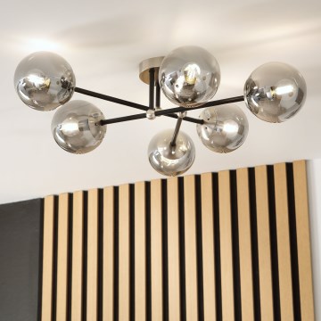 Brilagi - Lampadario a soffitto MALIVA 6xE14/15W/230V cromo satinato/fumé
