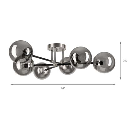 Brilagi - Lampadario a soffitto MALIVA 6xE14/15W/230V cromo satinato/fumé