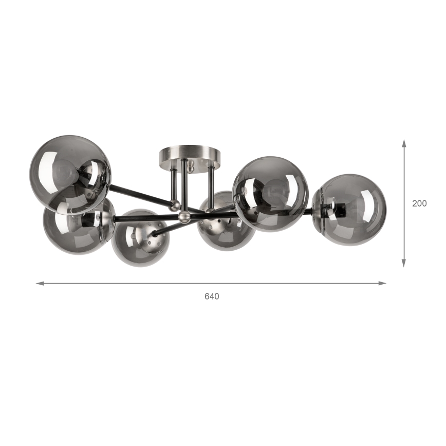 Brilagi - Lampadario a soffitto MALIVA 6xE14/15W/230V cromo satinato/fumé