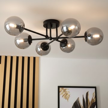 Brilagi - Lampadario a soffitto MALIVA 6xE14/15W/230V nero/fumé