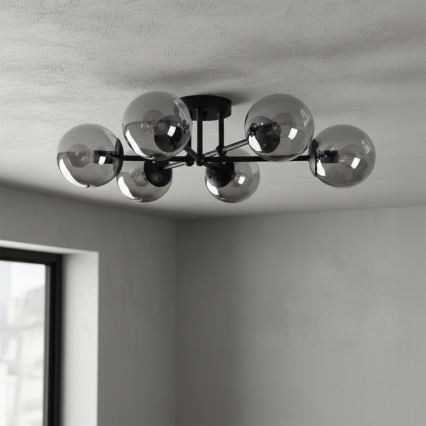 Brilagi - Lampadario a soffitto MALIVA 6xE14/15W/230V nero/fumé