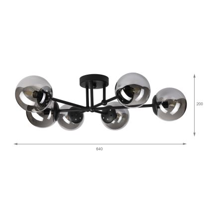 Brilagi - Lampadario a soffitto MALIVA 6xE14/15W/230V nero/fumé