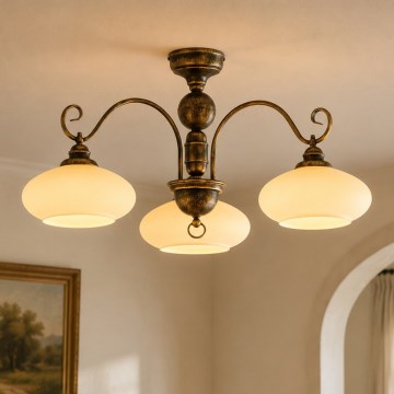 Brilagi - Lampadario a soffitto MOLLERO 3xE27/15W/230V Ø 84 cm bronzo/patina