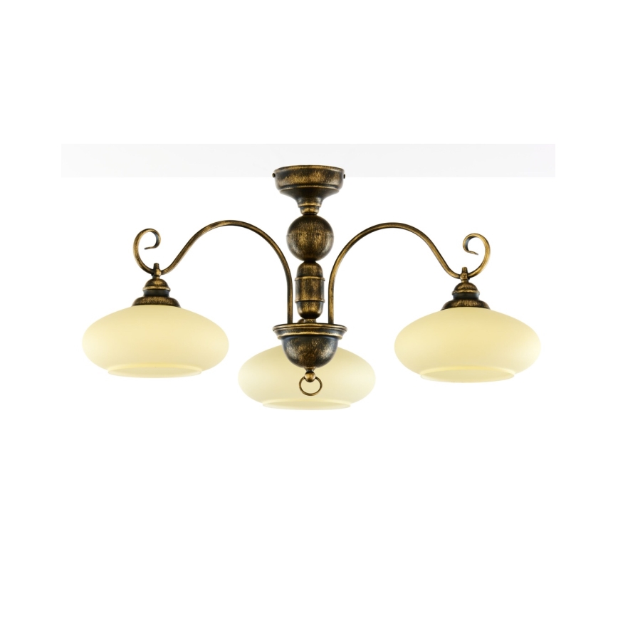 Brilagi - Lampadario a soffitto MOLLERO 3xE27/15W/230V Ø 84 cm bronzo/patina