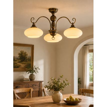 Brilagi - Lampadario a soffitto MOLLERO 3xE27/15W/230V Ø 84 cm bronzo/patina