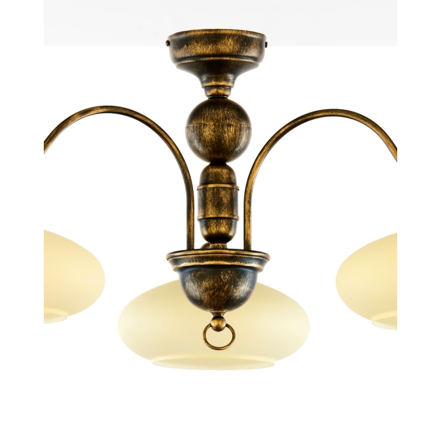 Brilagi - Lampadario a soffitto MOLLERO 3xE27/15W/230V Ø 84 cm bronzo/patina