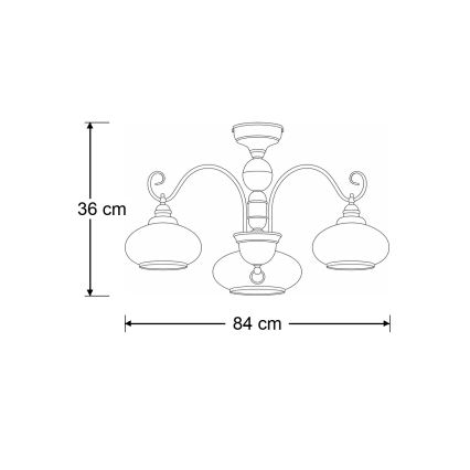 Brilagi - Lampadario a soffitto MOLLERO 3xE27/15W/230V Ø 84 cm bronzo/patina
