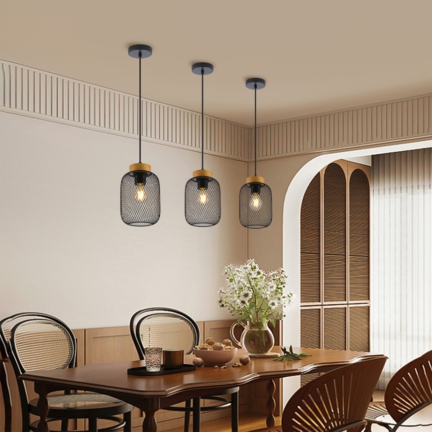 Brilagi - Lampadario a sospensione BASKLITE 1xE27/15W/230V legno/nero