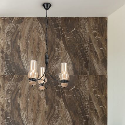 Brilagi - Lampadario a sospensione con catena COTTAGE 3xE14/40W/230V faggio/marrone
