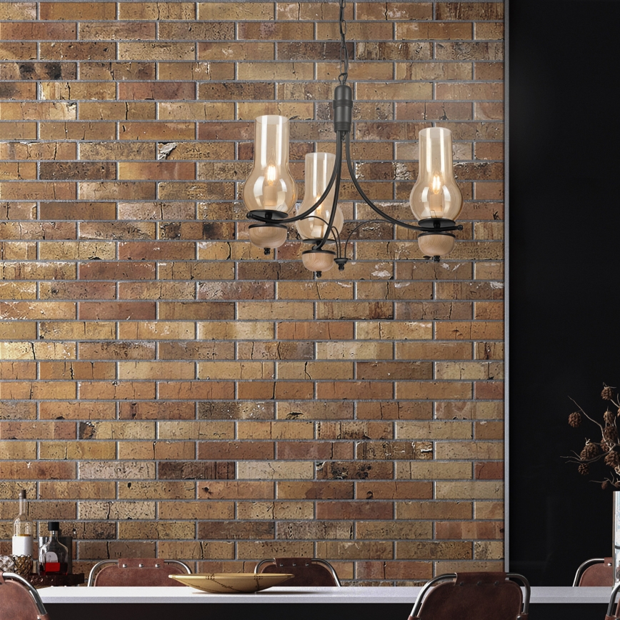 Brilagi - Lampadario a sospensione con catena COTTAGE 3xE14/40W/230V faggio/marrone