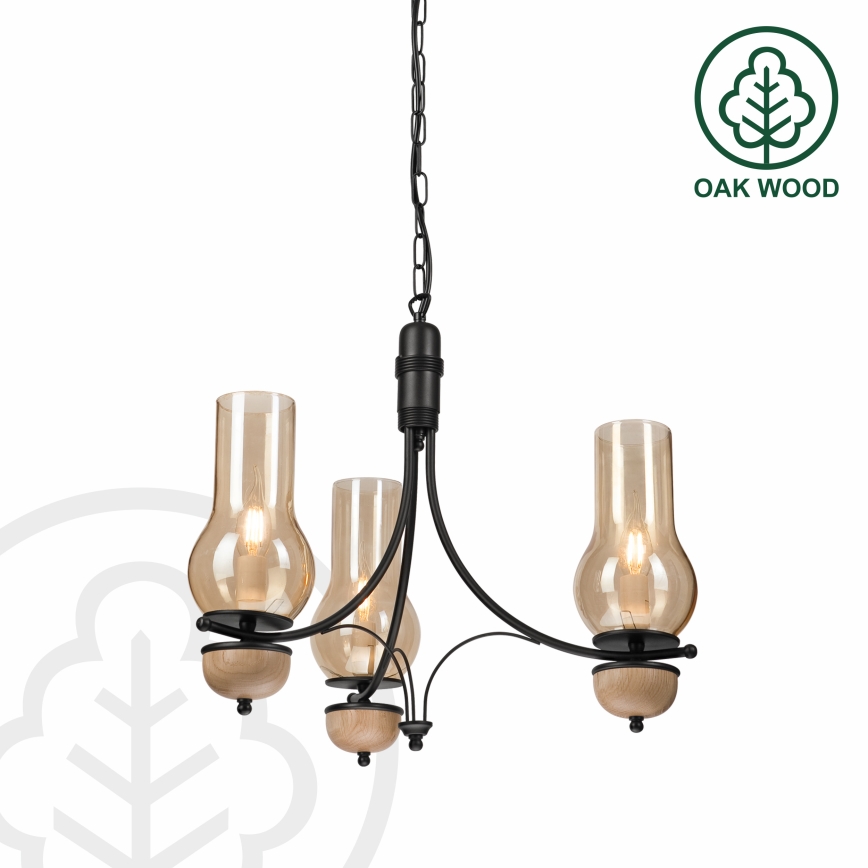 Brilagi - Lampadario a sospensione con catena COTTAGE 3xE14/40W/230V faggio/marrone