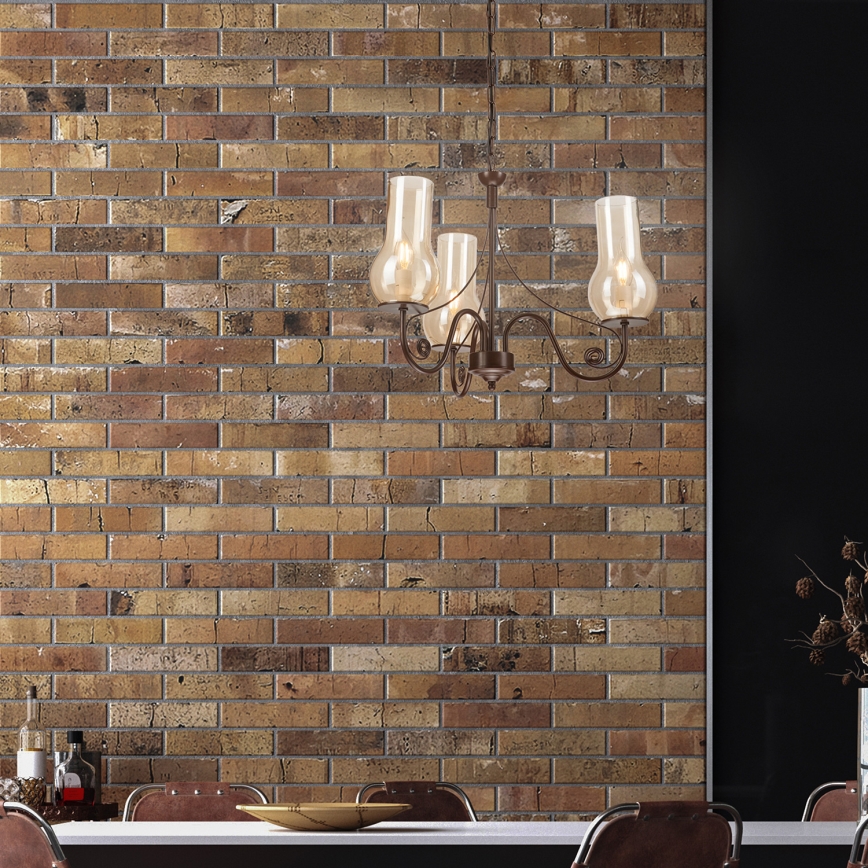 Brilagi - Lampadario a sospensione con catena COTTAGE 3xE14/40W/230V marrone