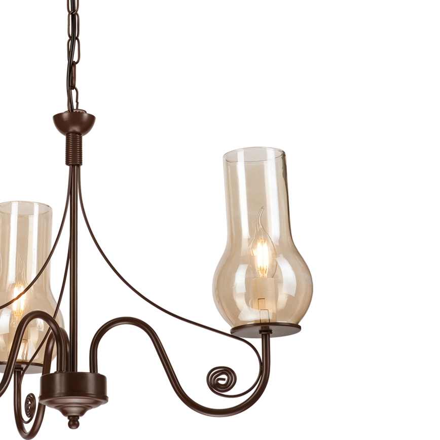 Brilagi - Lampadario a sospensione con catena COTTAGE 3xE14/40W/230V marrone