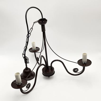 Brilagi - Lampadario a sospensione con catena COTTAGE 3xE14/40W/230V marrone