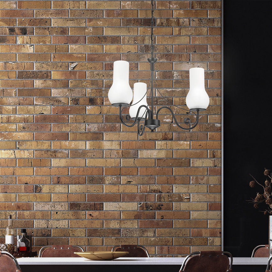 Brilagi - Lampadario a sospensione con catena COTTAGE 3xE14/40W/230V nero/bianco