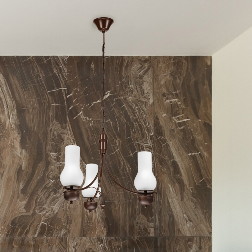 Brilagi - Lampadario a sospensione con catena COTTAGE 3xE14/40W/230V quercia/bianco