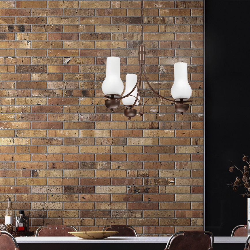 Brilagi - Lampadario a sospensione con catena COTTAGE 3xE14/40W/230V quercia/bianco