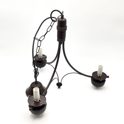 Brilagi - Lampadario a sospensione con catena COTTAGE 3xE14/40W/230V quercia/bianco