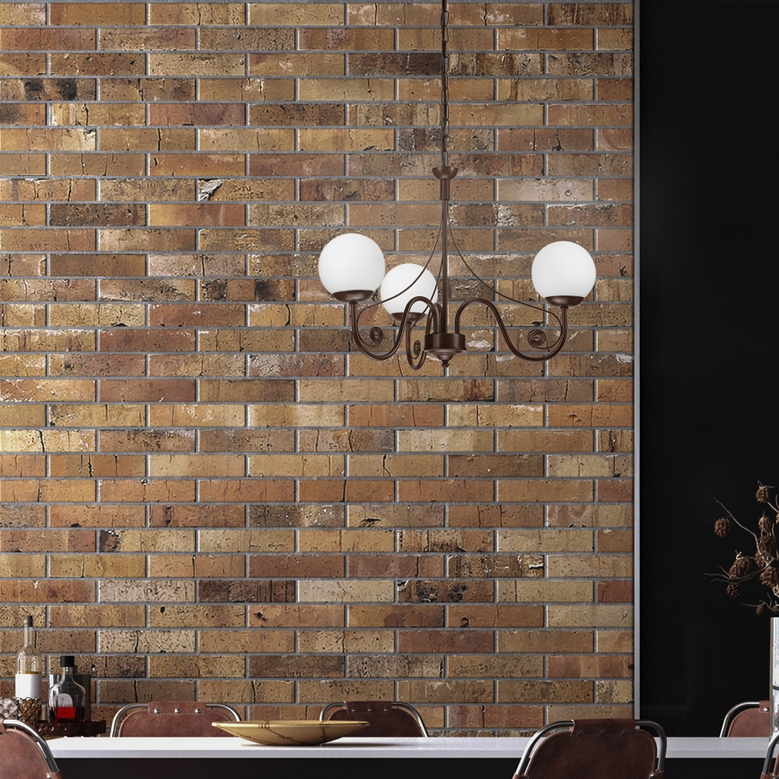Brilagi - Lampadario a sospensione con catena COTTAGE 3xG9/40W/230V marrone/bianco