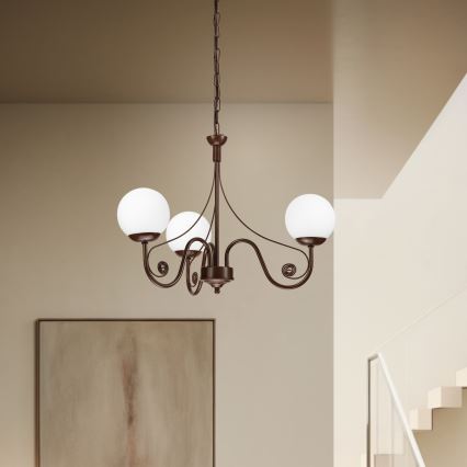 Brilagi - Lampadario a sospensione con catena COTTAGE 3xG9/40W/230V marrone/bianco