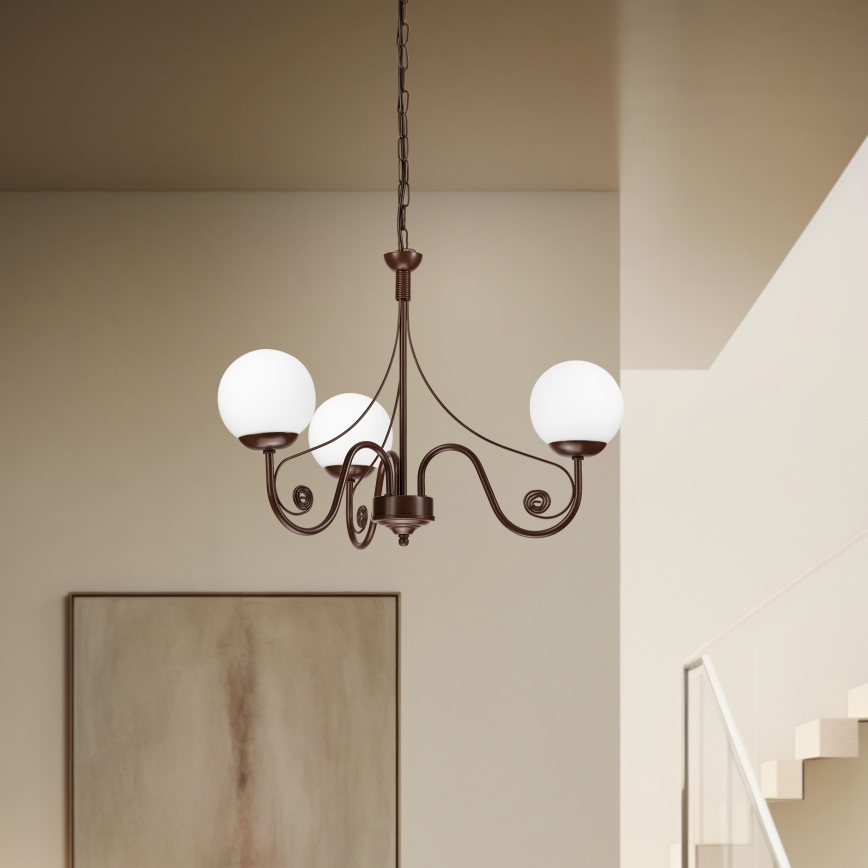 Brilagi - Lampadario a sospensione con catena COTTAGE 3xG9/40W/230V marrone/bianco