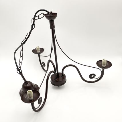 Brilagi - Lampadario a sospensione con catena COTTAGE 3xG9/40W/230V marrone/bianco