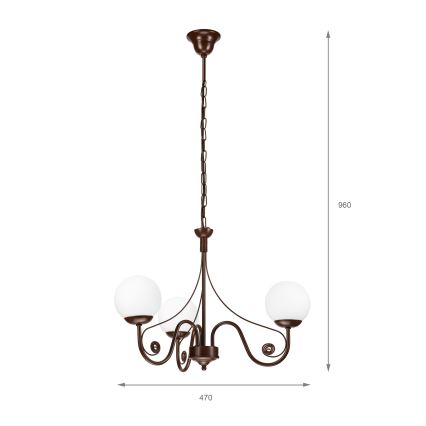Brilagi - Lampadario a sospensione con catena COTTAGE 3xG9/40W/230V marrone/bianco