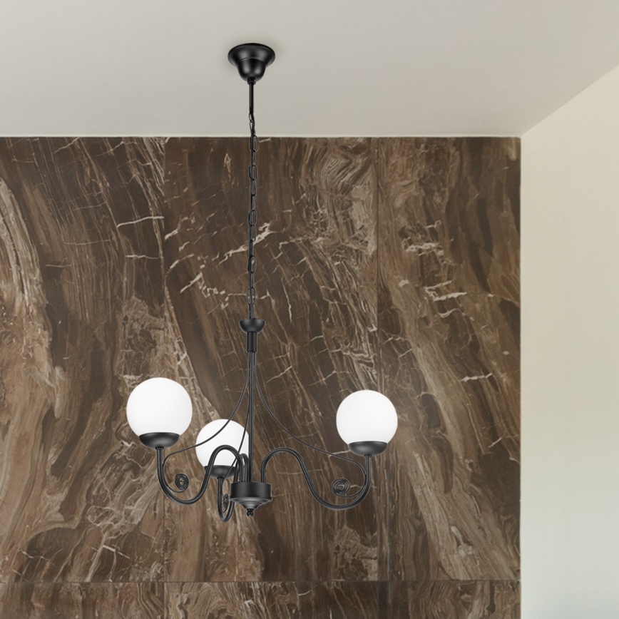 Brilagi - Lampadario a sospensione con catena COTTAGE 3xG9/40W/230V nero/bianco