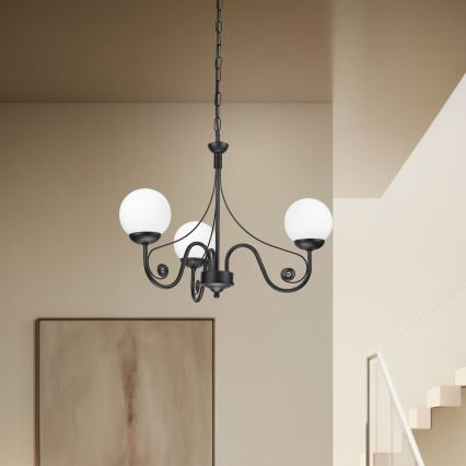 Brilagi - Lampadario a sospensione con catena COTTAGE 3xG9/40W/230V nero/bianco