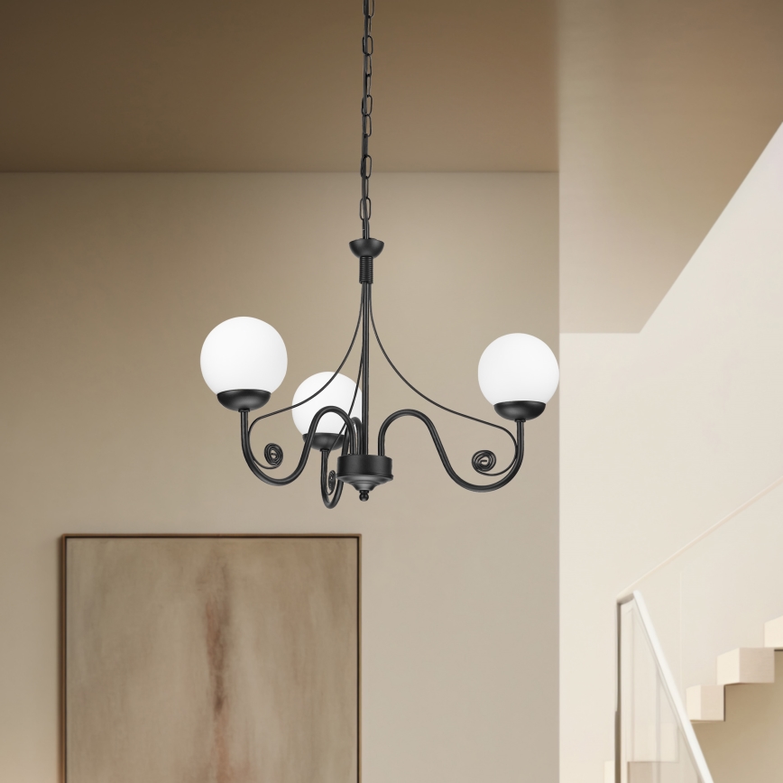 Brilagi - Lampadario a sospensione con catena COTTAGE 3xG9/40W/230V nero/bianco