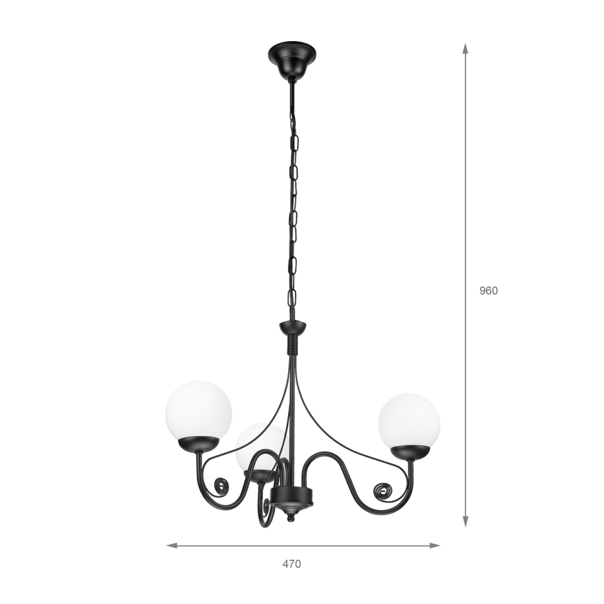 Brilagi - Lampadario a sospensione con catena COTTAGE 3xG9/40W/230V nero/bianco
