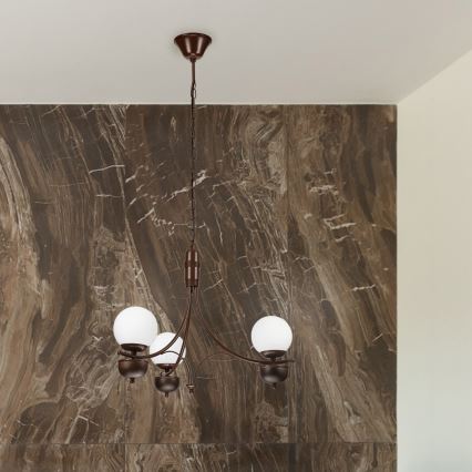 Brilagi - Lampadario a sospensione con catena COTTAGE 3xG9/40W/230V quercia/bianco